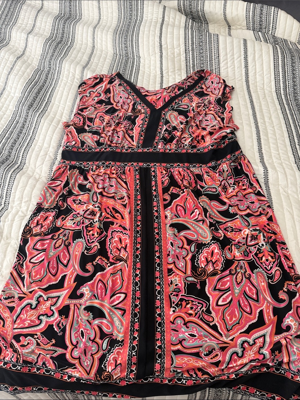 INC International Concepts Black Dress with Pink Paisley Print